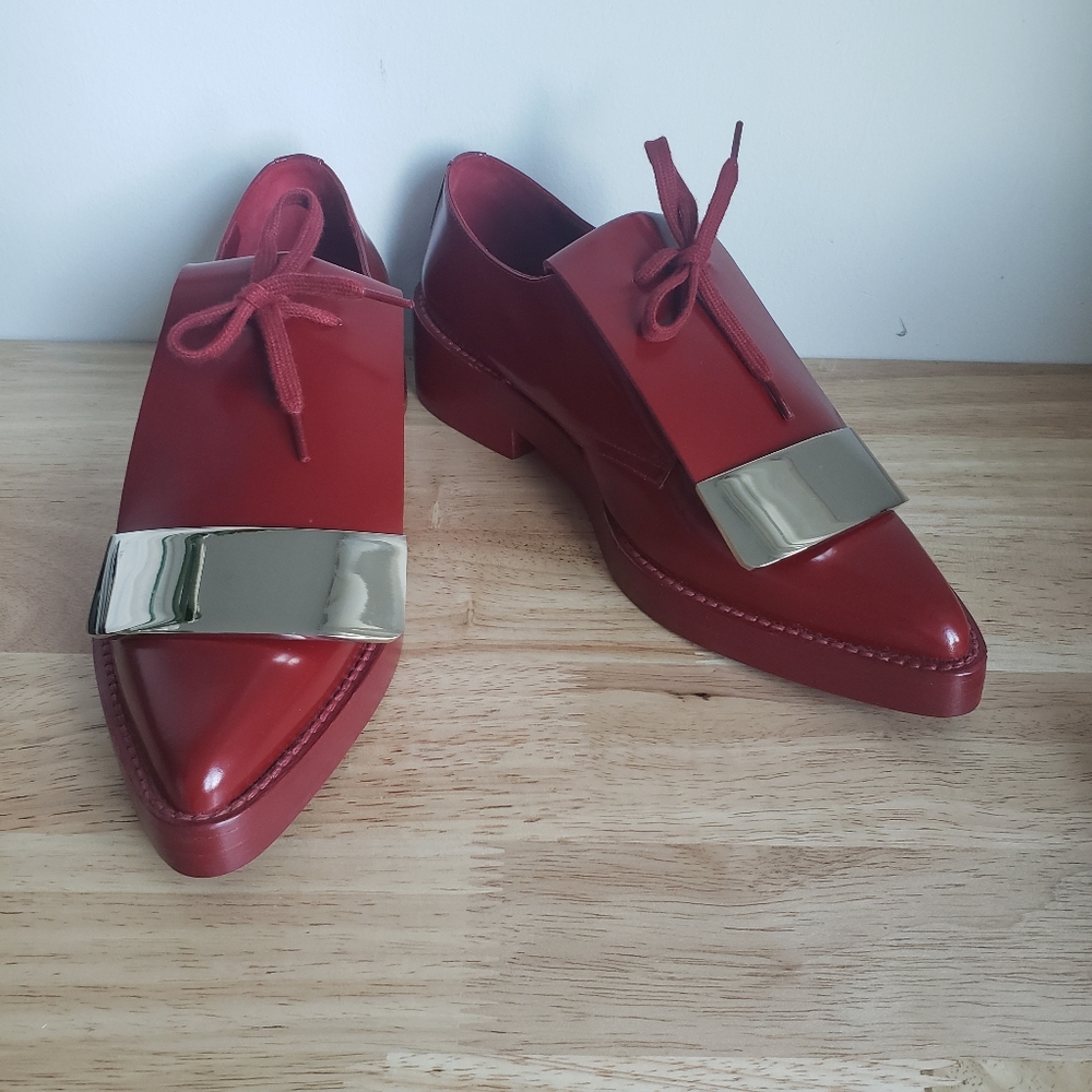 MARNI pointed red leather oxfords EU 37.5 US 7.5